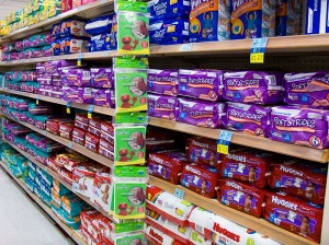 The all to familiar diaper section.