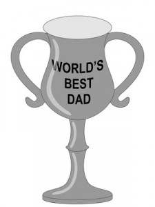 Vector of a silver trophy with wording "World's Best Dad"